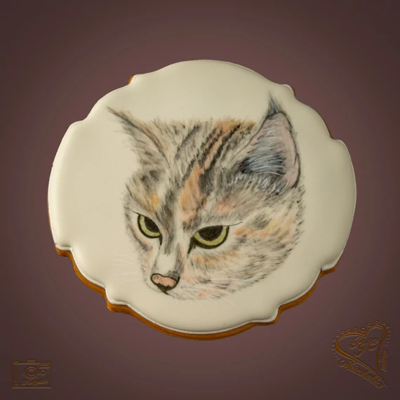 Mézeskalács festett cica plakett Mézeskalács festett cica plakett