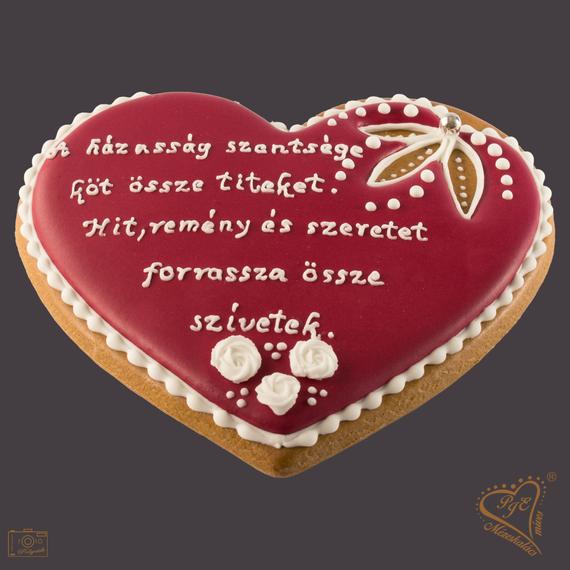 Mézeskalács nászajándék szív
